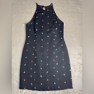 NWT Vtg Y2K Ann Taylor‎ Womens Size 12 Black Floral Poppy Dress New Dead Stock